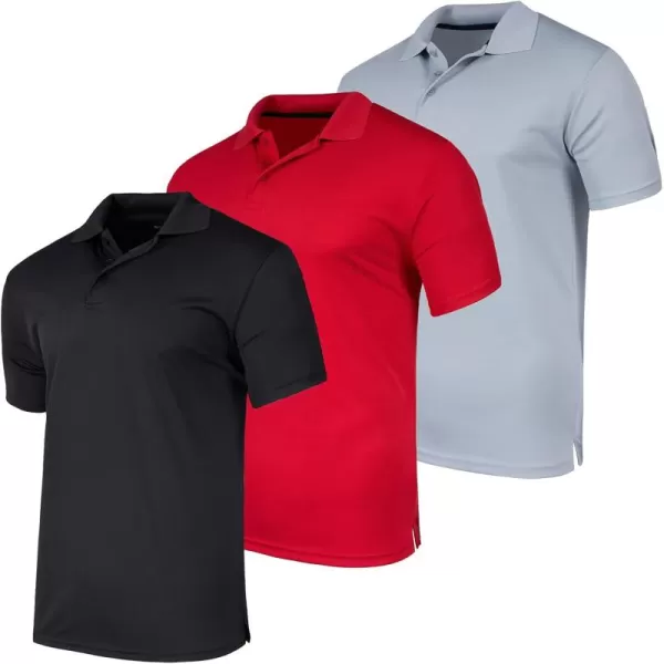 Real Essentials 3 Pack Mens QuickDry Short Sleeve Athletic Performance Polo Shirt Available in Big ampamp TallSet F