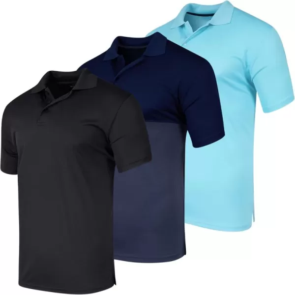 Real Essentials 3 Pack Mens QuickDry Short Sleeve Athletic Performance Polo Shirt Available in Big ampamp TallSet G