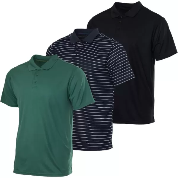 Real Essentials 3 Pack Mens QuickDry Short Sleeve Athletic Performance Polo Shirt Available in Big ampamp TallSet H