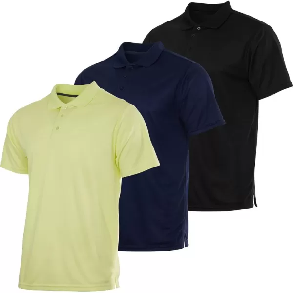 Real Essentials 3 Pack Mens QuickDry Short Sleeve Athletic Performance Polo Shirt Available in Big ampamp TallSet K