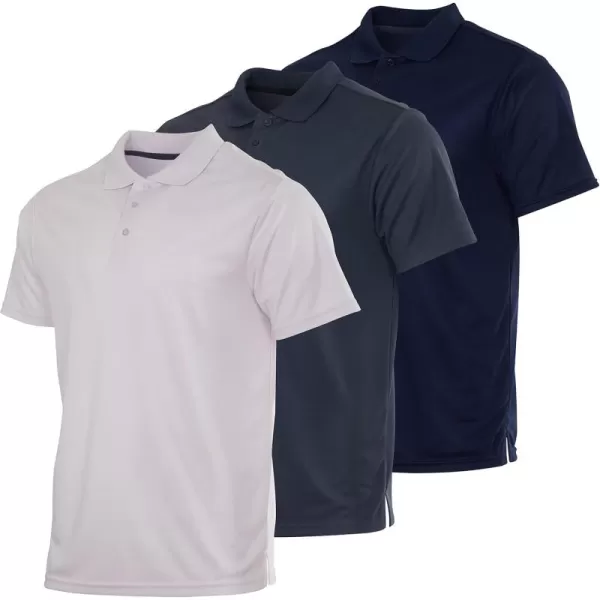 Real Essentials 3 Pack Mens QuickDry Short Sleeve Athletic Performance Polo Shirt Available in Big ampamp TallSet L