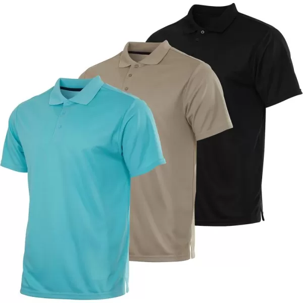 Real Essentials 3 Pack Mens QuickDry Short Sleeve Athletic Performance Polo Shirt Available in Big ampamp TallSet M