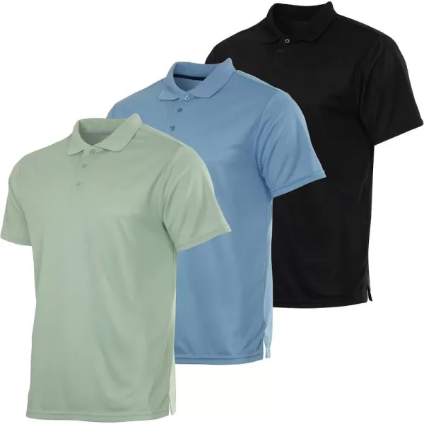 Real Essentials 3 Pack Mens QuickDry Short Sleeve Athletic Performance Polo Shirt Available in Big ampamp TallSet N