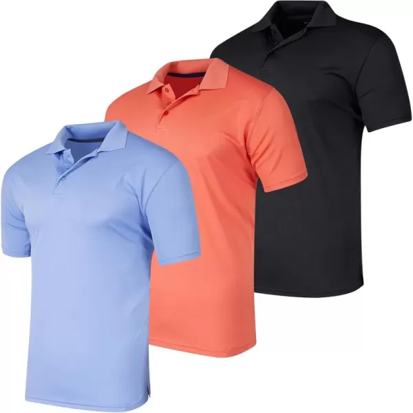 Real Essentials 3 Pack Mens QuickDry Short Sleeve Athletic Performance Polo Shirt Available in Big ampamp TallSet a