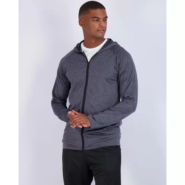 Real Essentials 3 Pack Mens DryFit Long Sleeve Full Zip Hoodie ampamp Jacket Athletic Running Jacket Available in Big ampamp TallHoodie Set 4