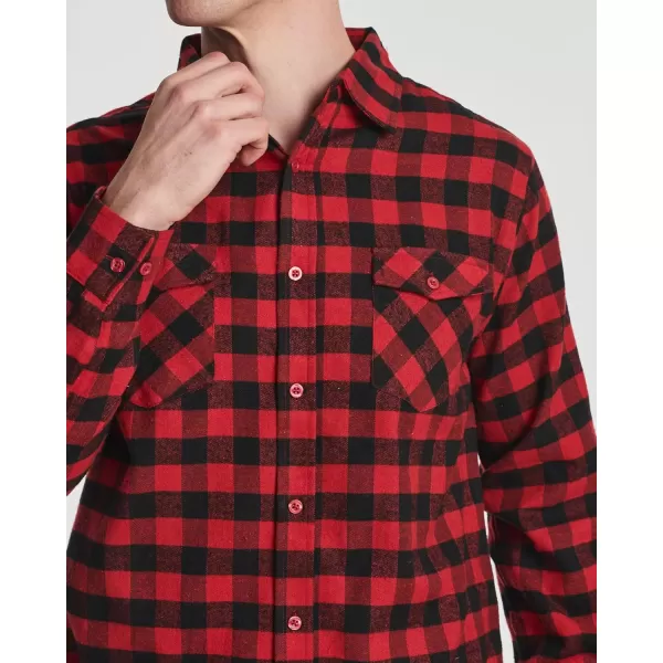 Real Essentials 3 Pack Mens LongSleeve Flannel Button Down Plaid Casual Shirt Available in Big ampamp TallSet 3