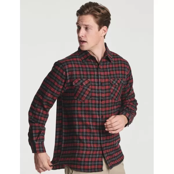 Real Essentials 3 Pack Mens LongSleeve Flannel Button Down Plaid Casual Shirt Available in Big ampamp TallSet 6