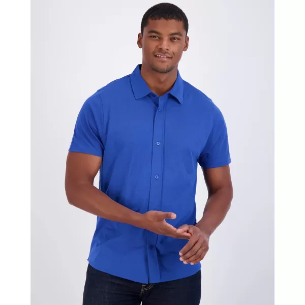 Real Essentials 3Pack Mens Regular Fit Casual Short Sleeve Button Down Shirt Available in Big ampamp TallSet 5