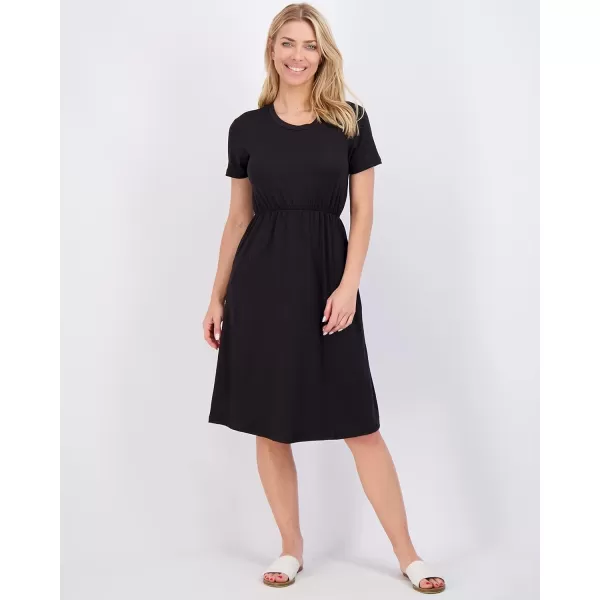 Real Essentials 3Pack Womens Midi Short Sleeve Soft TShirt Dress with Elastic Waist Available in Plus SizeDress Set 5