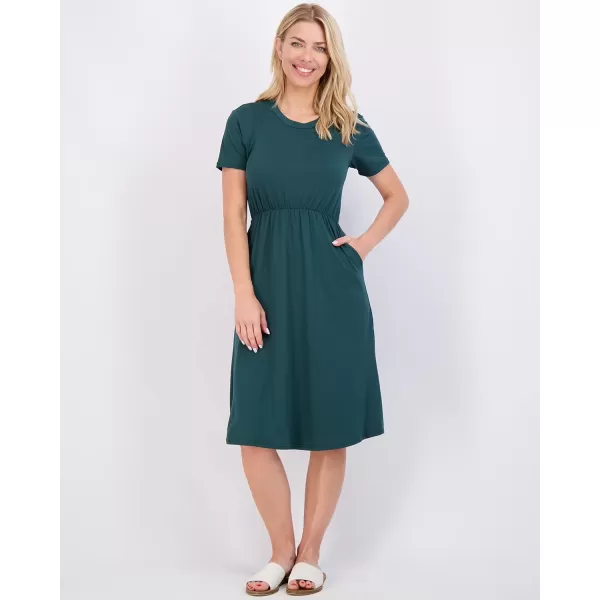 Real Essentials 3Pack Womens Midi Short Sleeve Soft TShirt Dress with Elastic Waist Available in Plus SizeDress Set 5