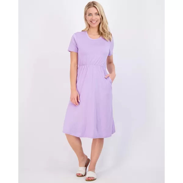 Real Essentials 3Pack Womens Midi Short Sleeve Soft TShirt Dress with Elastic Waist Available in Plus SizeDress Set 6