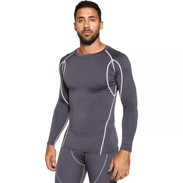 Real Essentials 4 Pack Mens Compression LongSleeve TShirt Athletic Cold Weather Baselayer Available in Big ampamp TallSet D