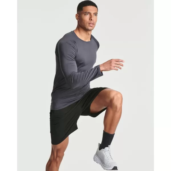 Real Essentials 4 Pack Mens Compression LongSleeve TShirt Athletic Cold Weather Baselayer Available in Big ampamp TallSet G