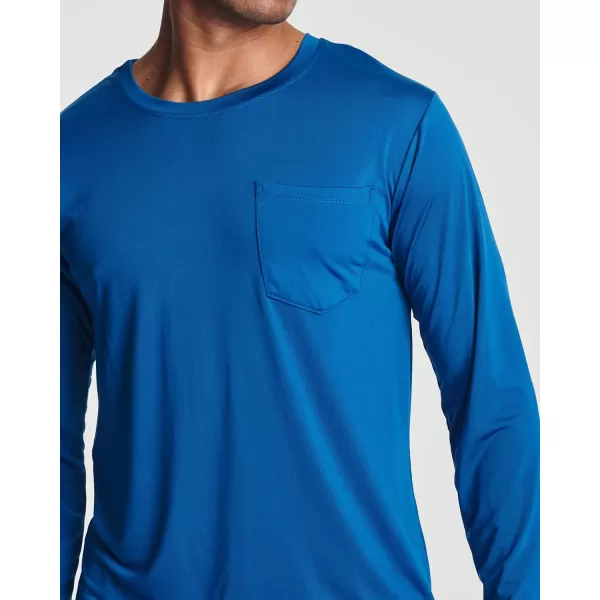 Real Essentials 4 Pack Mens DryFit Active Athletic Long Sleeve Pocket Crew TShirt Outdoors UPF 50 S5XLTSet 1