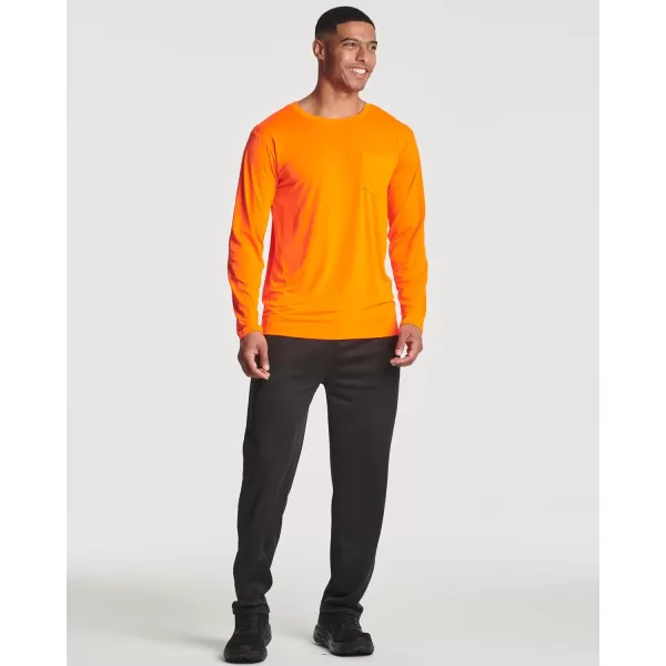 Real Essentials 4 Pack Mens DryFit Active Athletic Long Sleeve Pocket Crew TShirt Outdoors UPF 50 S5XLTSet 7