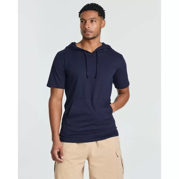 Real Essentials Mens Cotton ShortSleeve Hoodie Hooded TShirt With Drawstring  Pockets Available In Big  TallSet 2