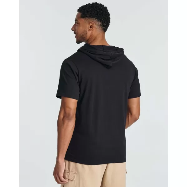 Real Essentials Mens Cotton ShortSleeve Hoodie Hooded TShirt With Drawstring  Pockets Available In Big  TallSet 4