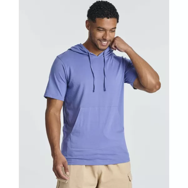 Real Essentials Mens Cotton ShortSleeve Hoodie Hooded TShirt With Drawstring  Pockets Available In Big  TallSet 4