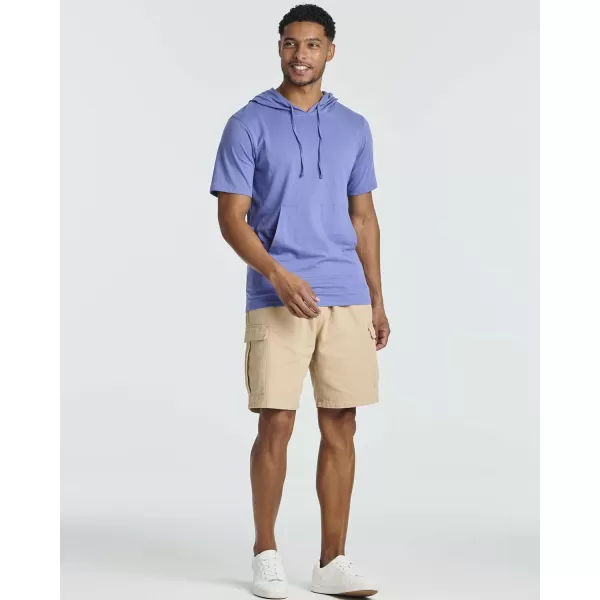 Real Essentials Mens Cotton ShortSleeve Hoodie Hooded TShirt With Drawstring  Pockets Available In Big  TallSet 4