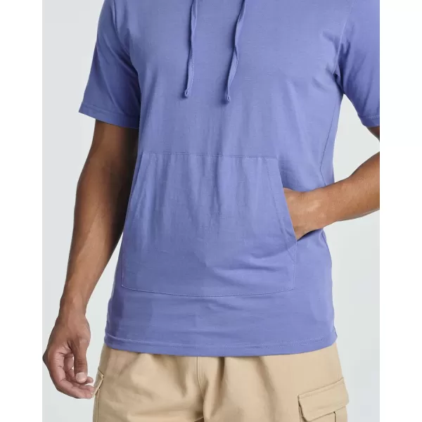Real Essentials Mens Cotton ShortSleeve Hoodie Hooded TShirt With Drawstring  Pockets Available In Big  TallSet 4