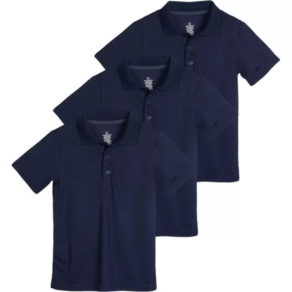 Real Essentials 3 Pack Boys Short Sleeve Polo Shirt  School Uniform Active Performance Golf Ages 416Set 1