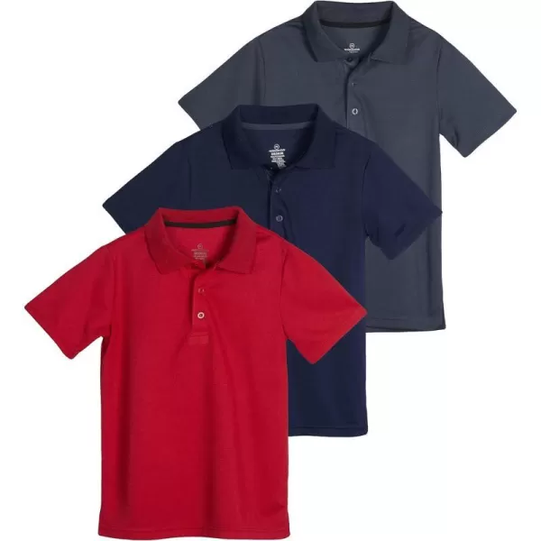 Real Essentials 3 Pack Boys Short Sleeve Polo Shirt  School Uniform Active Performance Golf Ages 416Set 4