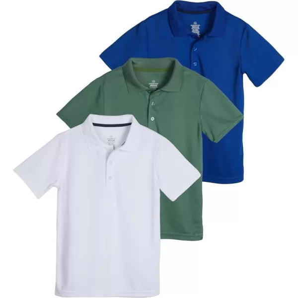 Real Essentials 3 Pack Boys Short Sleeve Polo Shirt  School Uniform Active Performance Golf Ages 416Set 5