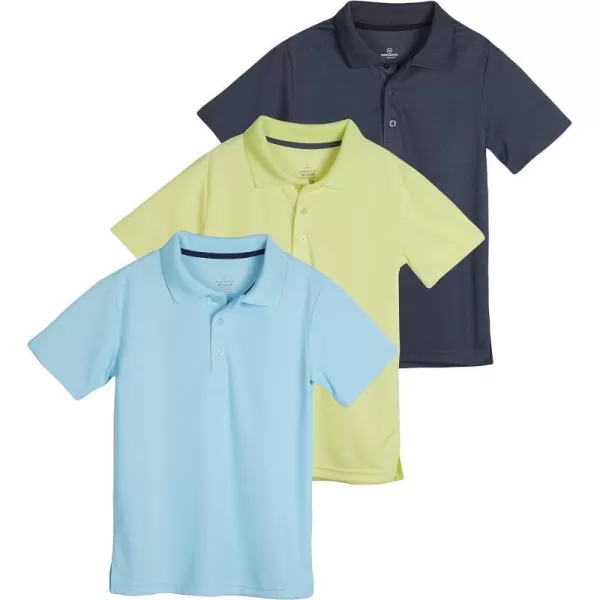 Real Essentials 3 Pack Boys Short Sleeve Polo Shirt  School Uniform Active Performance Golf Ages 416Set 6