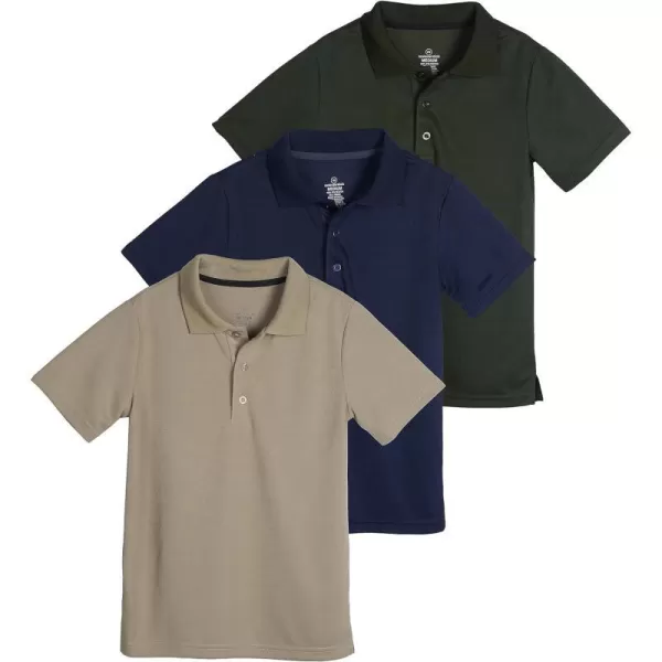 Real Essentials 3 Pack Boys Short Sleeve Polo Shirt  School Uniform Active Performance Golf Ages 416Set 7