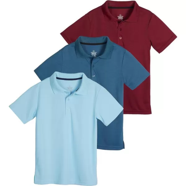 Real Essentials 3 Pack Boys Short Sleeve Polo Shirt  School Uniform Active Performance Golf Ages 416Set 8