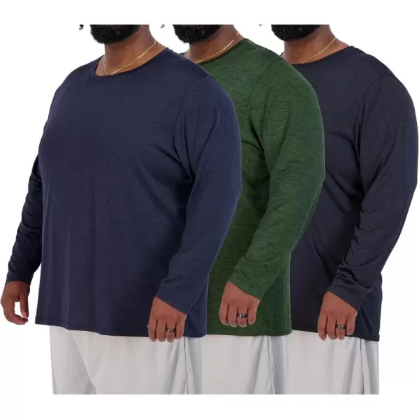 Real Essentials 3 Pack Mens Big ampamp Tall Tech Stretch LongSleeve ampamp ShortSleeve DryFit TShirt 3XT5XTLong Sleeve  Set 1