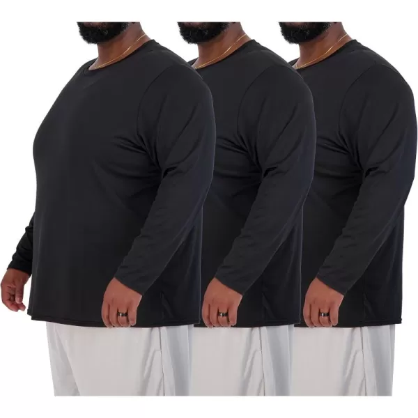 Real Essentials 3 Pack Mens Big ampamp Tall Tech Stretch LongSleeve ampamp ShortSleeve DryFit TShirt 3XT5XTLong Sleeve  Set 2