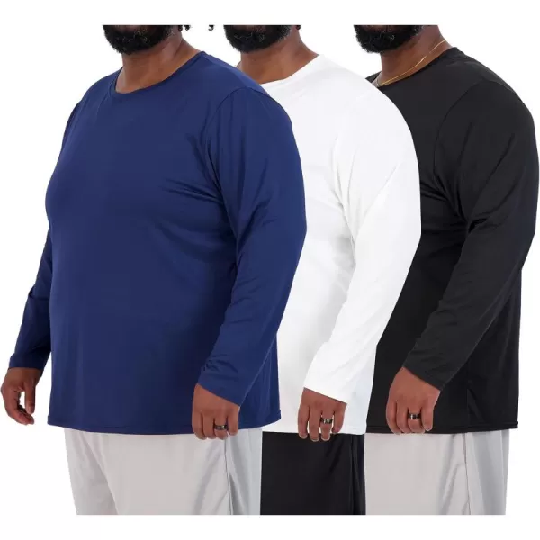 Real Essentials 3 Pack Mens Big ampamp Tall Tech Stretch LongSleeve ampamp ShortSleeve DryFit TShirt 3XT5XTLong Sleeve  Set 6