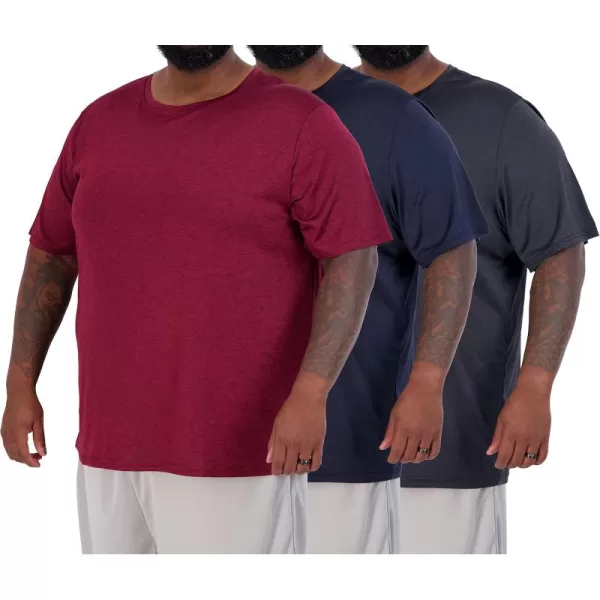 Real Essentials 3 Pack Mens Big ampamp Tall Tech Stretch LongSleeve ampamp ShortSleeve DryFit TShirt 3XT5XTShort Sleeve  Set 1