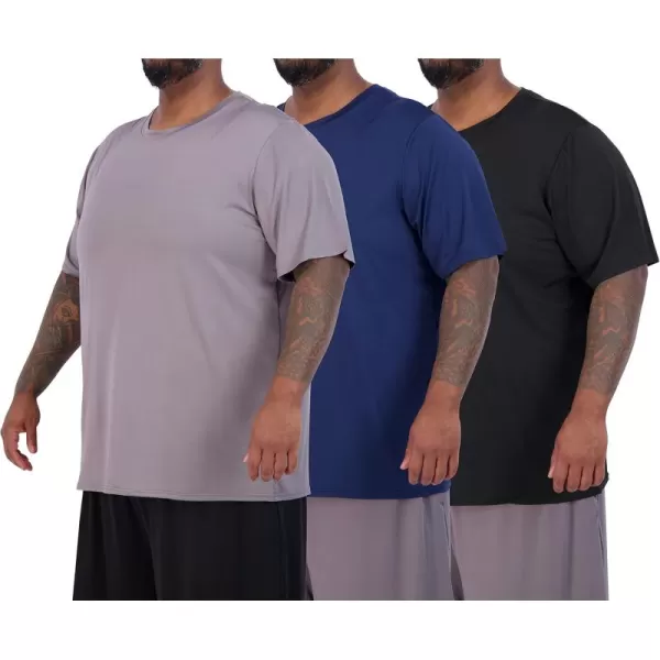 Real Essentials 3 Pack Mens Big ampamp Tall Tech Stretch LongSleeve ampamp ShortSleeve DryFit TShirt 3XT5XTShort Sleeve  Set 10