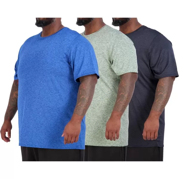 Real Essentials 3 Pack Mens Big ampamp Tall Tech Stretch LongSleeve ampamp ShortSleeve DryFit TShirt 3XT5XTShort Sleeve  Set 11