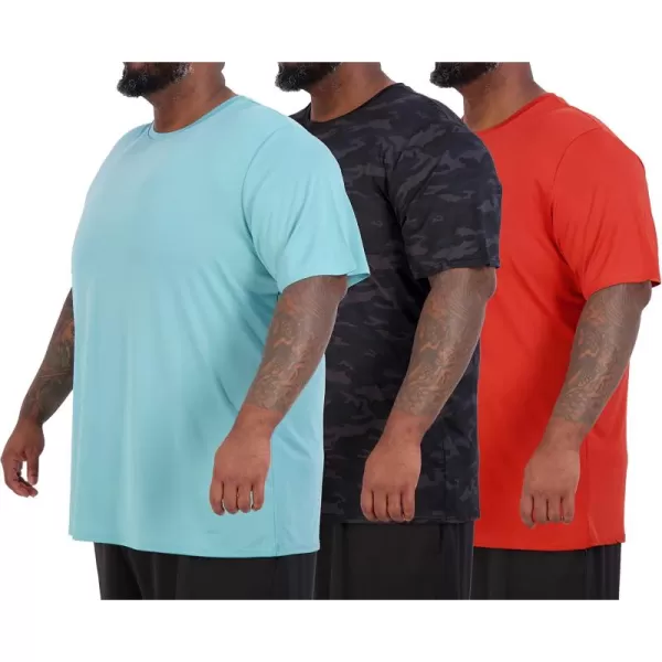 Real Essentials 3 Pack Mens Big ampamp Tall Tech Stretch LongSleeve ampamp ShortSleeve DryFit TShirt 3XT5XTShort Sleeve  Set 12