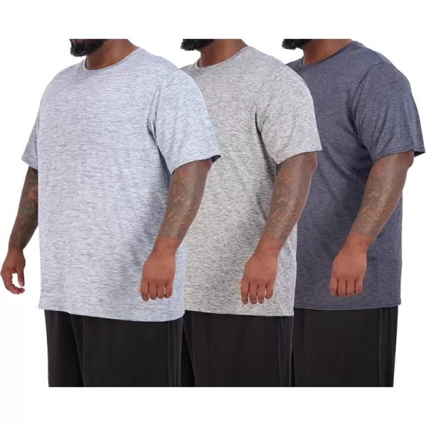 Real Essentials 3 Pack Mens Big ampamp Tall Tech Stretch LongSleeve ampamp ShortSleeve DryFit TShirt 3XT5XTShort Sleeve  Set 13