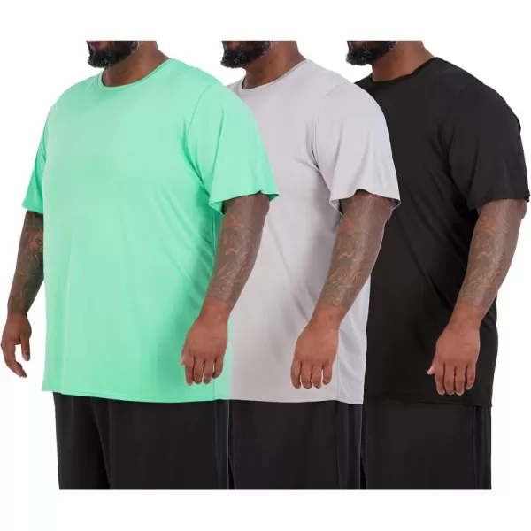 Real Essentials 3 Pack Mens Big ampamp Tall Tech Stretch LongSleeve ampamp ShortSleeve DryFit TShirt 3XT5XTShort Sleeve  Set 14