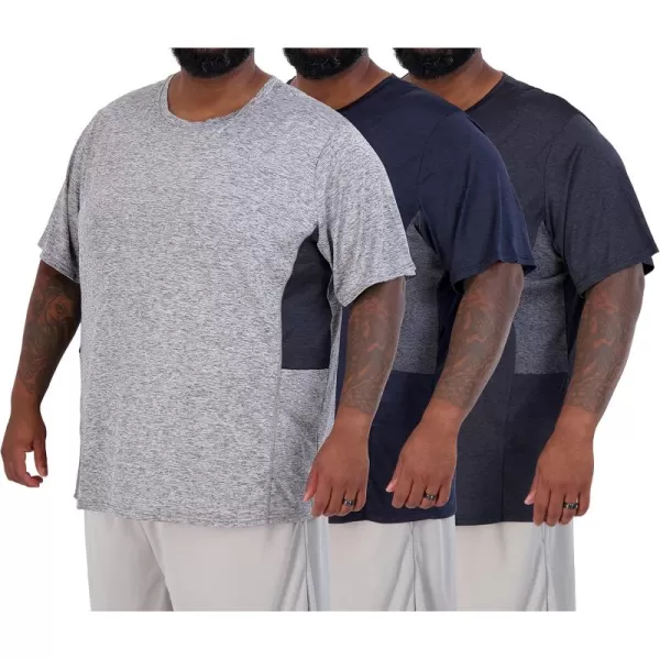 Real Essentials 3 Pack Mens Big ampamp Tall Tech Stretch LongSleeve ampamp ShortSleeve DryFit TShirt 3XT5XTShort Sleeve  Set 3