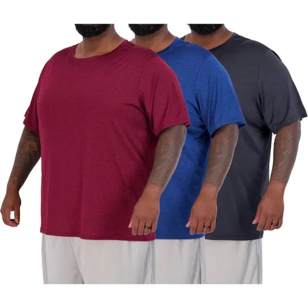 Real Essentials 3 Pack Mens Big ampamp Tall Tech Stretch LongSleeve ampamp ShortSleeve DryFit TShirt 3XT5XTShort Sleeve  Set 4