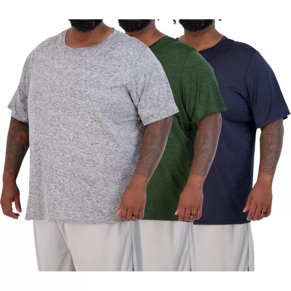 Real Essentials 3 Pack Mens Big ampamp Tall Tech Stretch LongSleeve ampamp ShortSleeve DryFit TShirt 3XT5XTShort Sleeve  Set 5