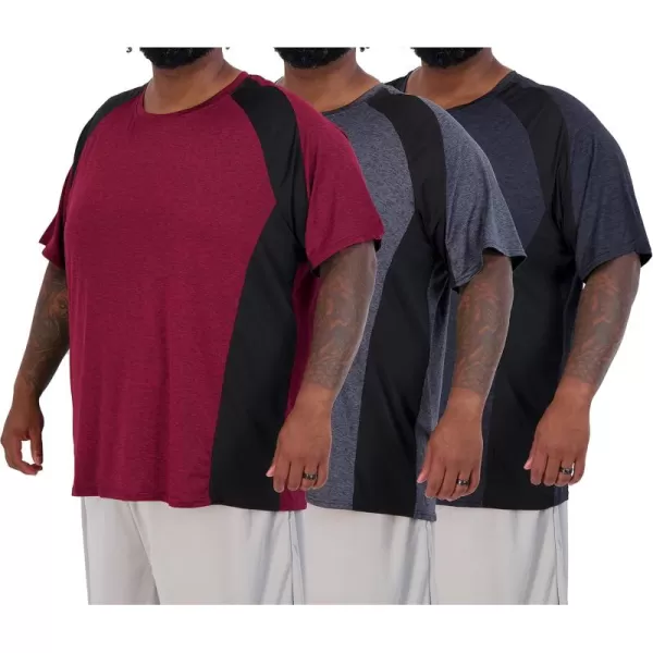 Real Essentials 3 Pack Mens Big ampamp Tall Tech Stretch LongSleeve ampamp ShortSleeve DryFit TShirt 3XT5XTShort Sleeve  Set 6