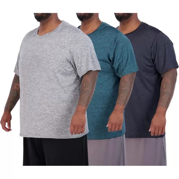 Real Essentials 3 Pack Mens Big ampamp Tall Tech Stretch LongSleeve ampamp ShortSleeve DryFit TShirt 3XT5XTShort Sleeve  Set 9