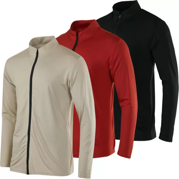 Real Essentials 3 Pack Mens DryFit Long Sleeve Full Zip Hoodie ampamp Jacket Athletic Running Jacket Available in Big ampamp TallSet 2