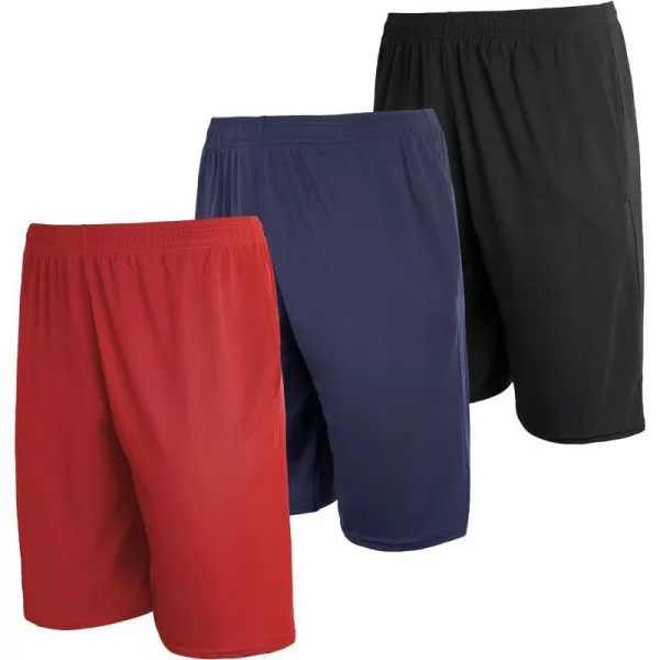 Real Essentials 3 Pack Mens Mesh Athletic Performance Gym Shorts with Pockets S3XSet 2