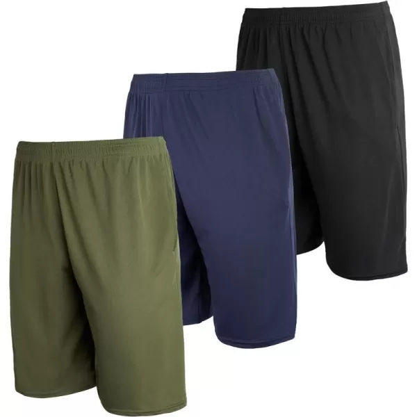 Real Essentials 3 Pack Mens Mesh Athletic Performance Gym Shorts with Pockets S3XSet 3