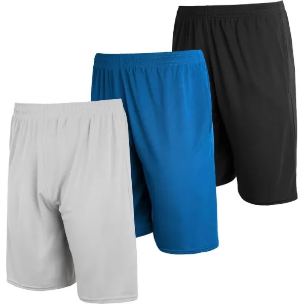 Real Essentials 3 Pack Mens Mesh Athletic Performance Gym Shorts with Pockets S3XSet 5