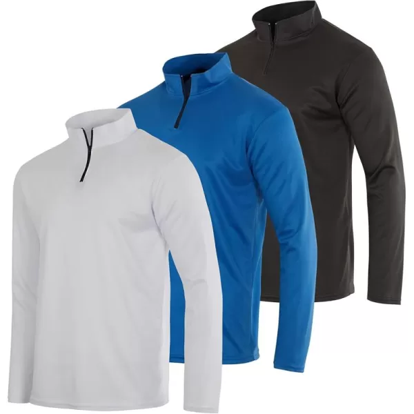 Real Essentials 3 Pack Mens Mesh Long Sleeve Athletic Quarter Zip Pullover  Outdoor UPF 50 Available in Big ampamp TallSet 3