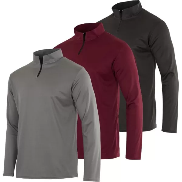 Real Essentials 3 Pack Mens Mesh Long Sleeve Athletic Quarter Zip Pullover  Outdoor UPF 50 Available in Big ampamp TallSet 4